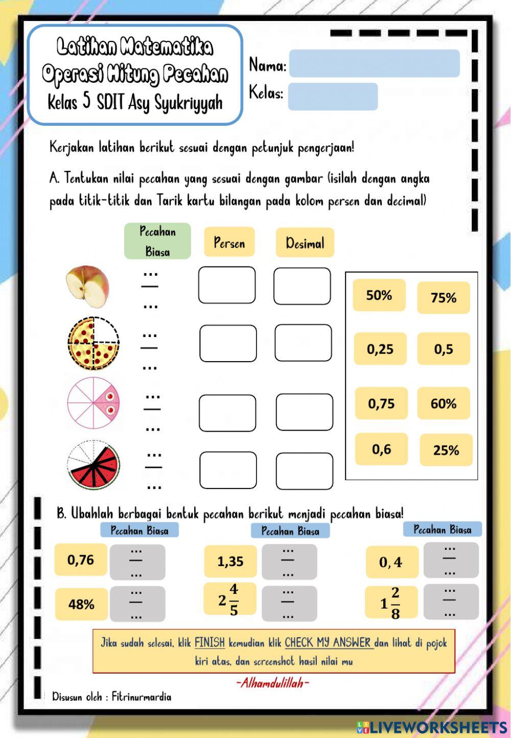 Mengubah berbagai bentuk Pecahan
