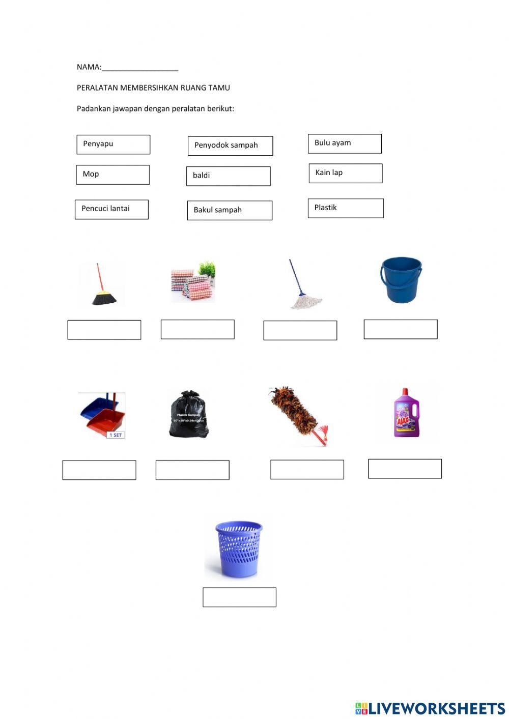 Peralatan membersihkan ruang tamu