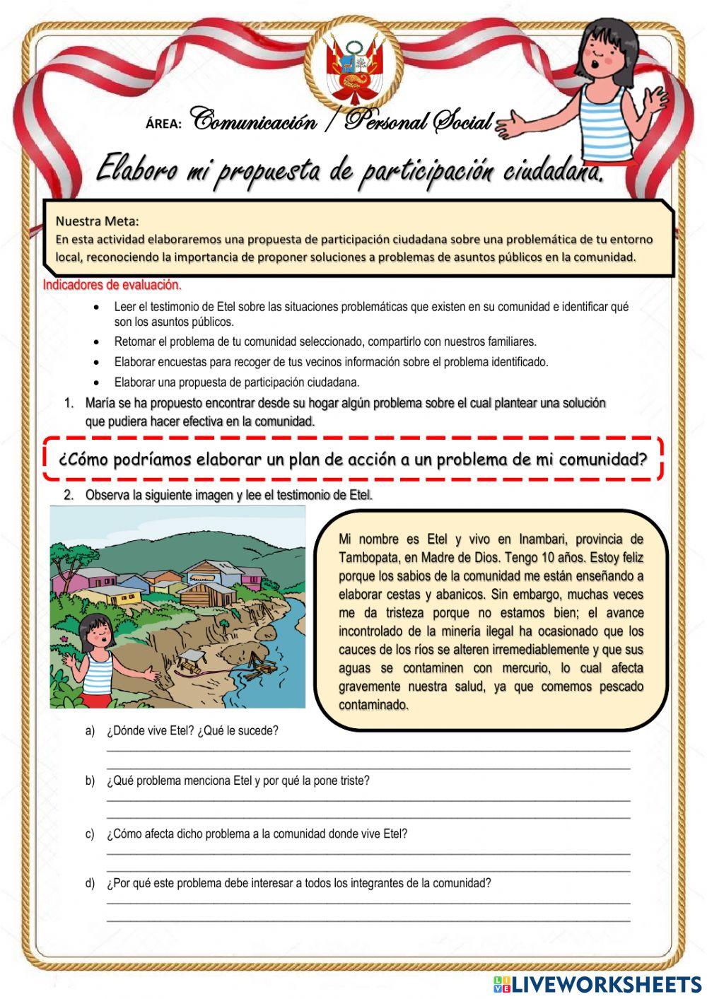 Elaboro mi propuesta de participación ciudadana