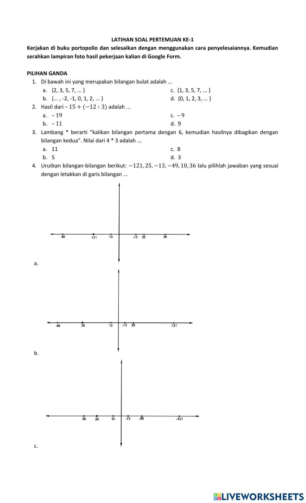 Latihan soal pertemuan ke 1
