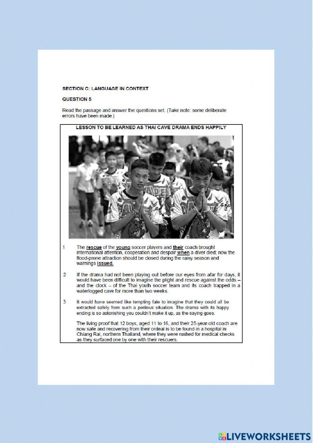 Mid year exams English P2 Section B and C