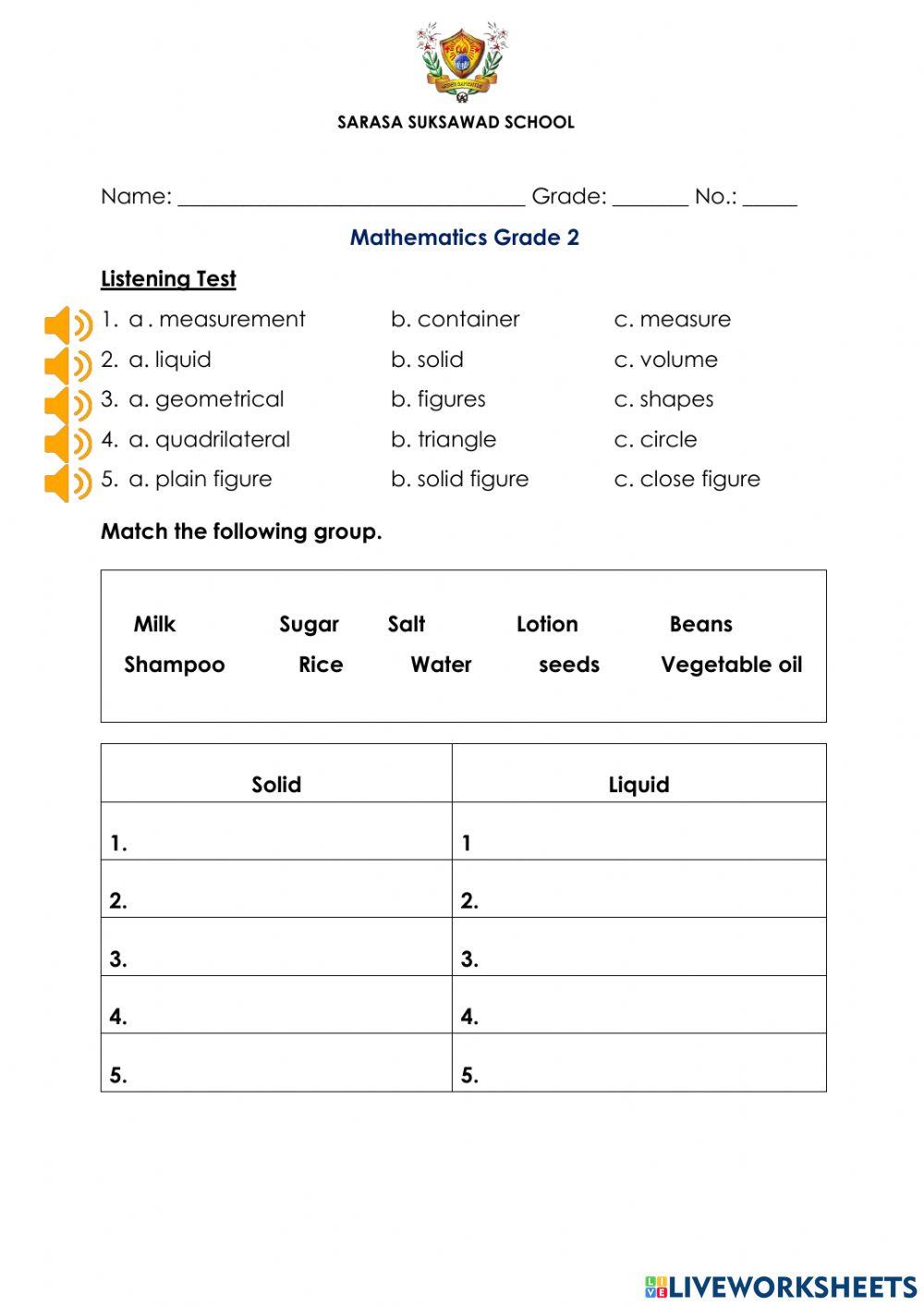 Solid and Liguid Listening test