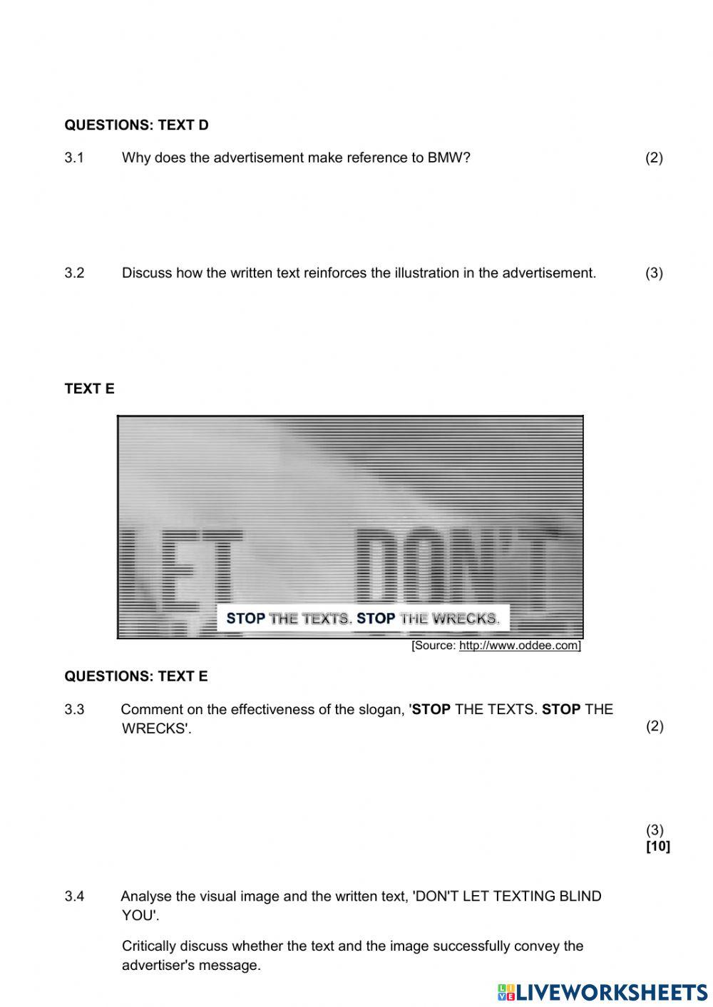 English paper 1 Middle exam