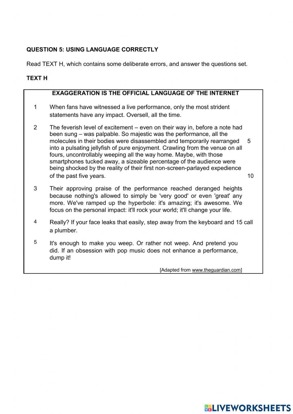 English paper 1 continue