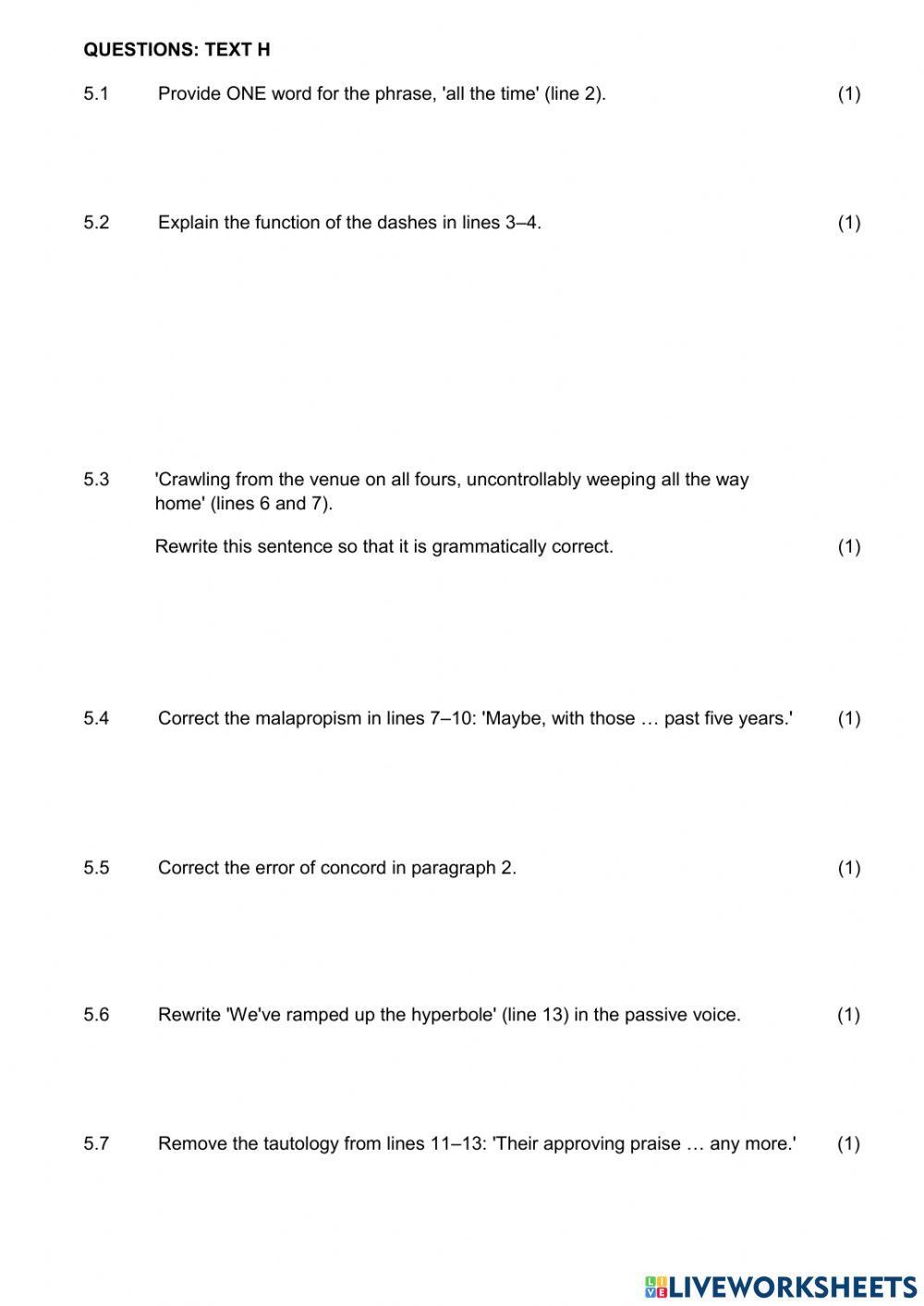 English paper 1 continue