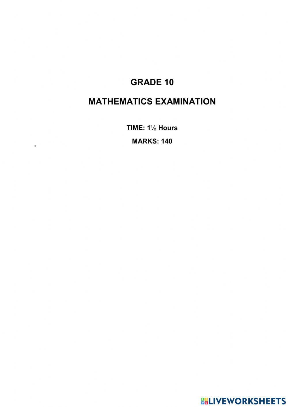 Mid exams Math part 1