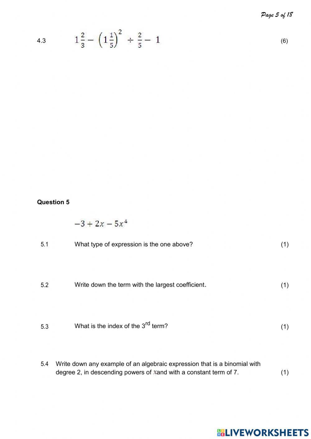 Mid exams Math part 1