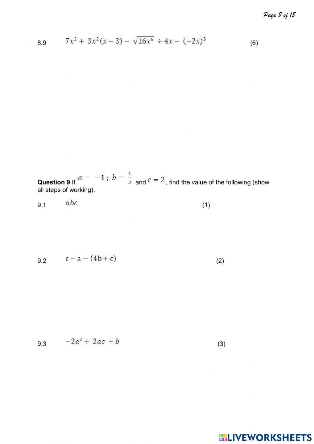 Mid exams Math part 1