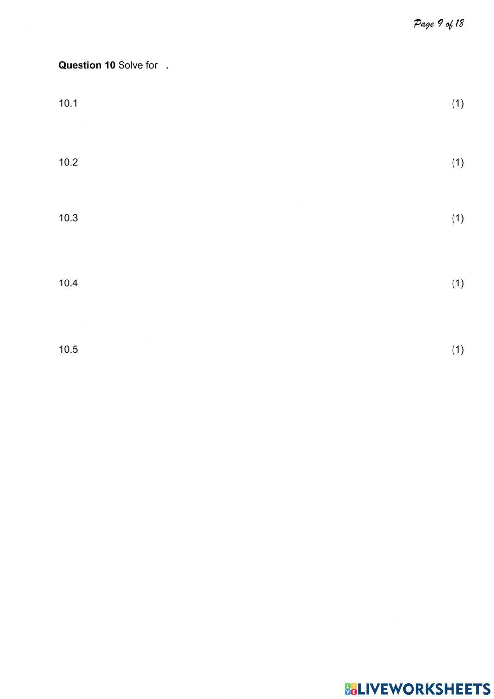 Mid exams Math part 1