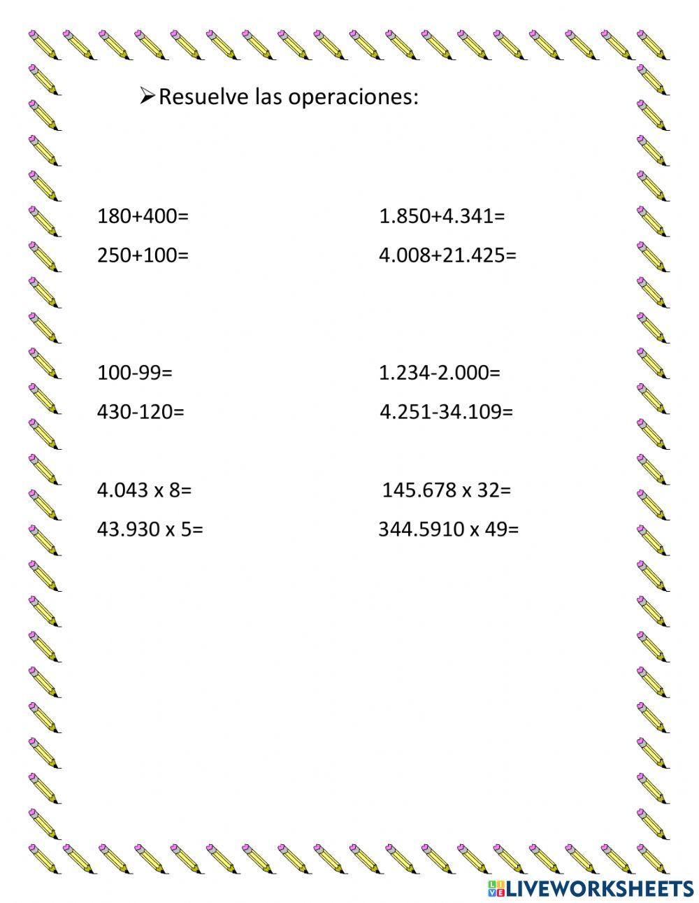 Ejercicio matematicas