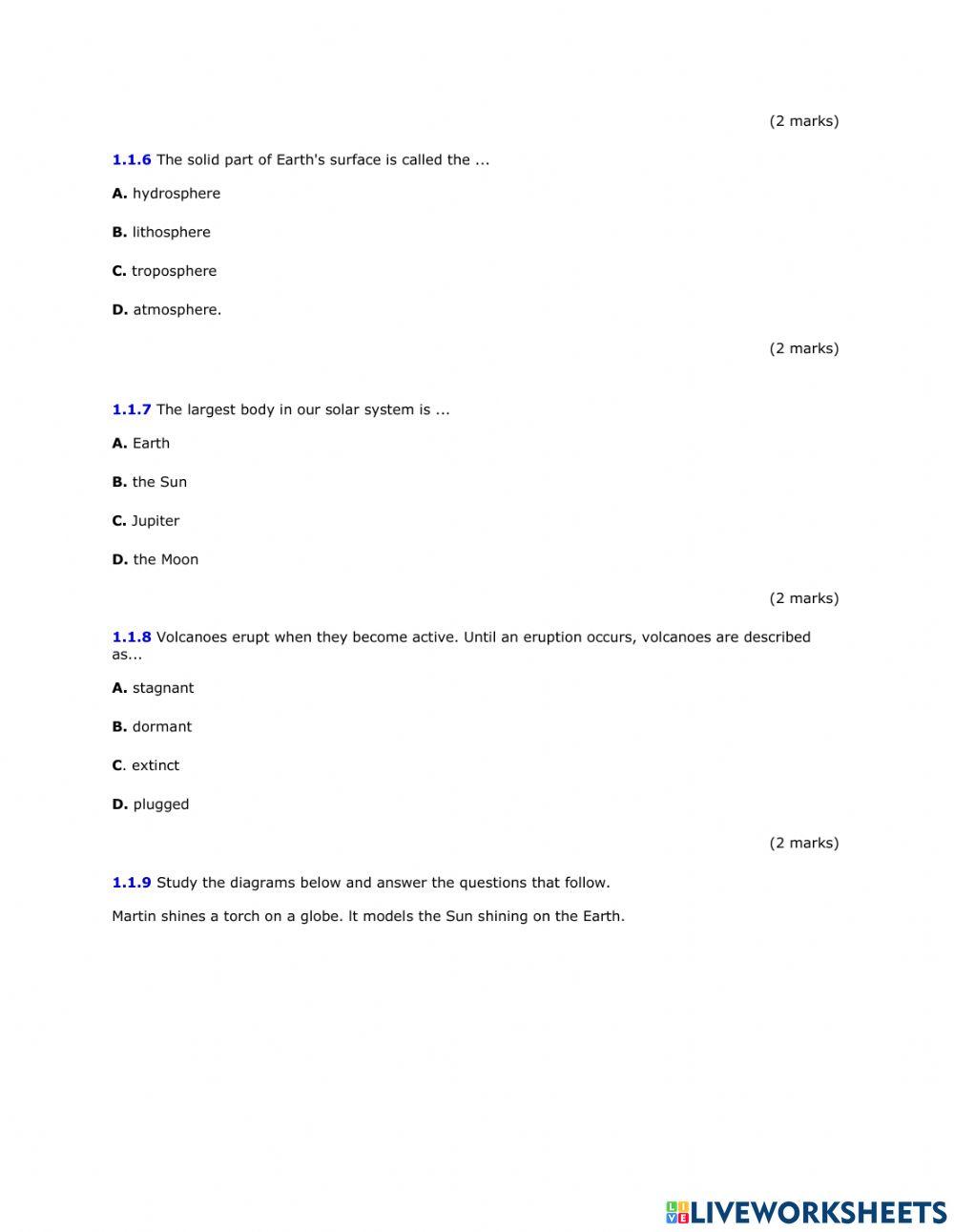Middle exam Natural science