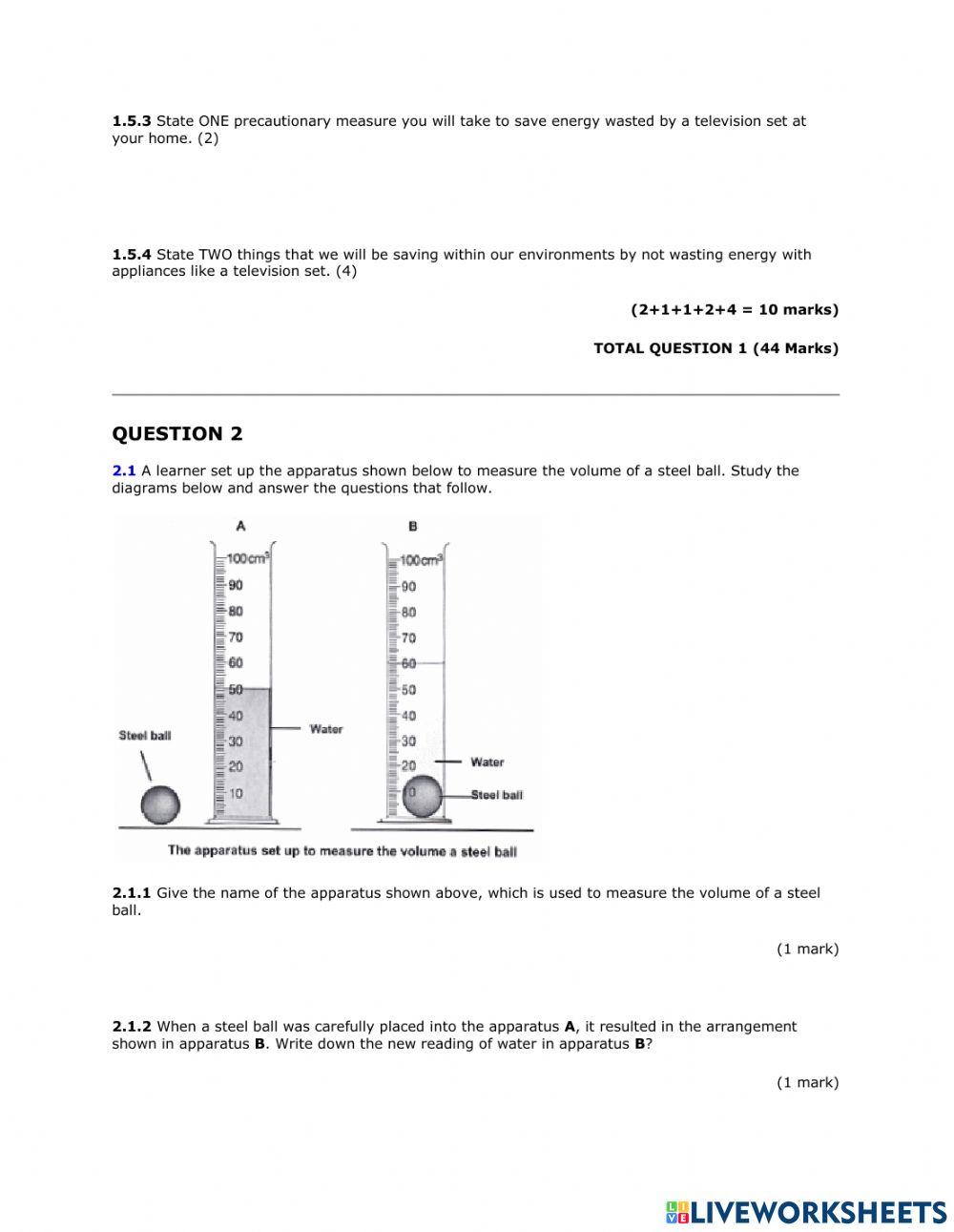 Middle exam Natural science