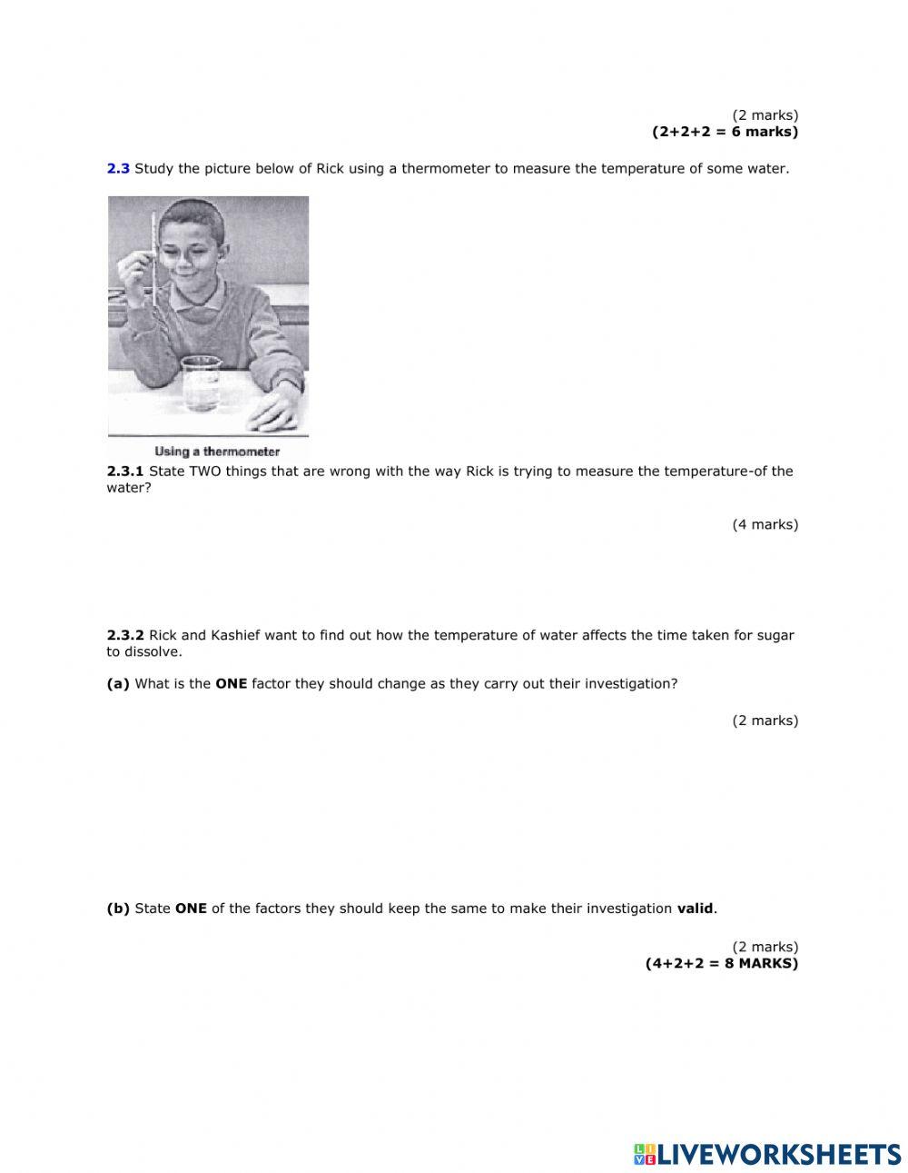 Middle exam Natural science