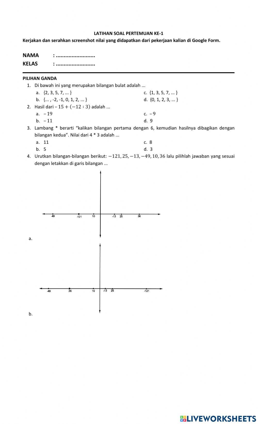 Latihan soal pertemuan ke 1