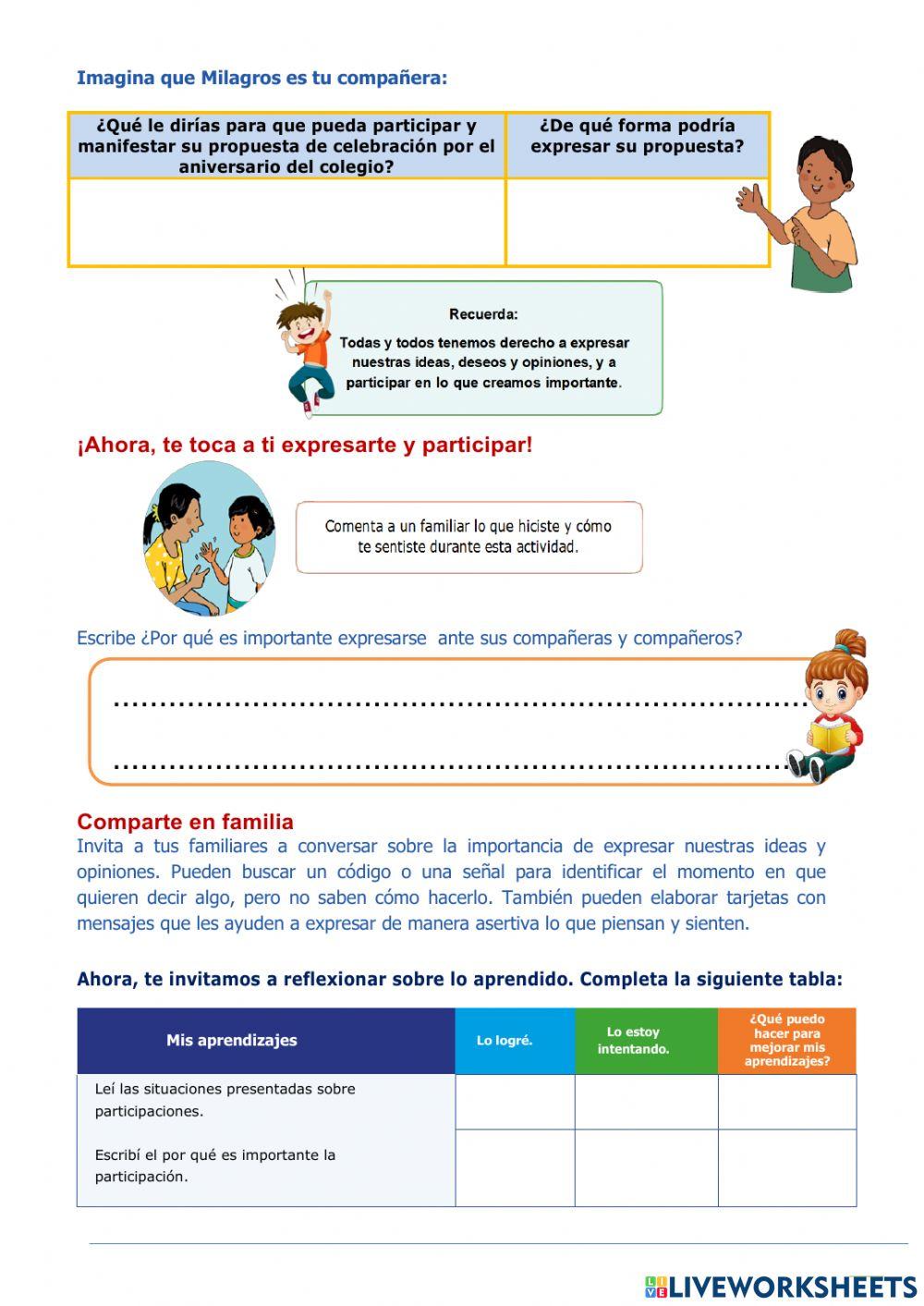 Participo y expreso lo que pienso y siento