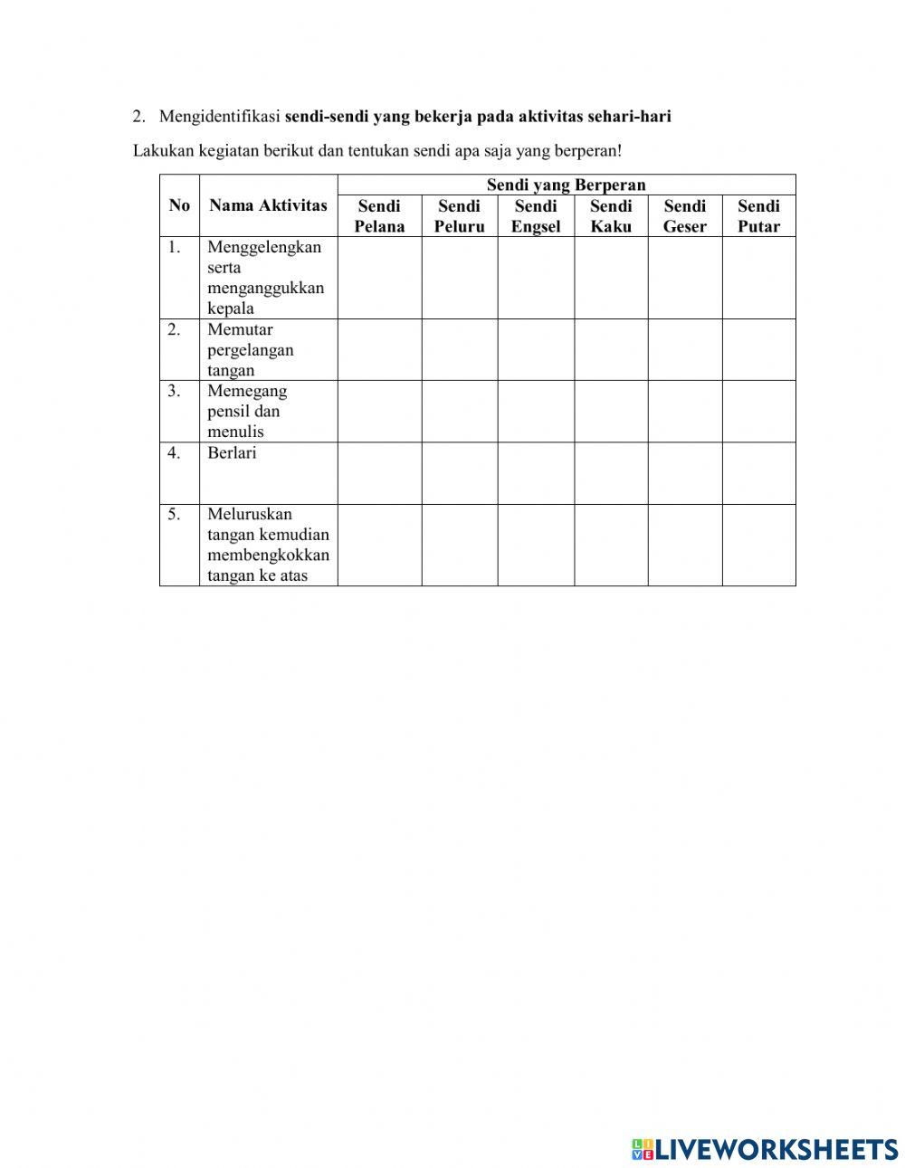 Sistem Gerak pada Manusia - Rangka dan Sendi