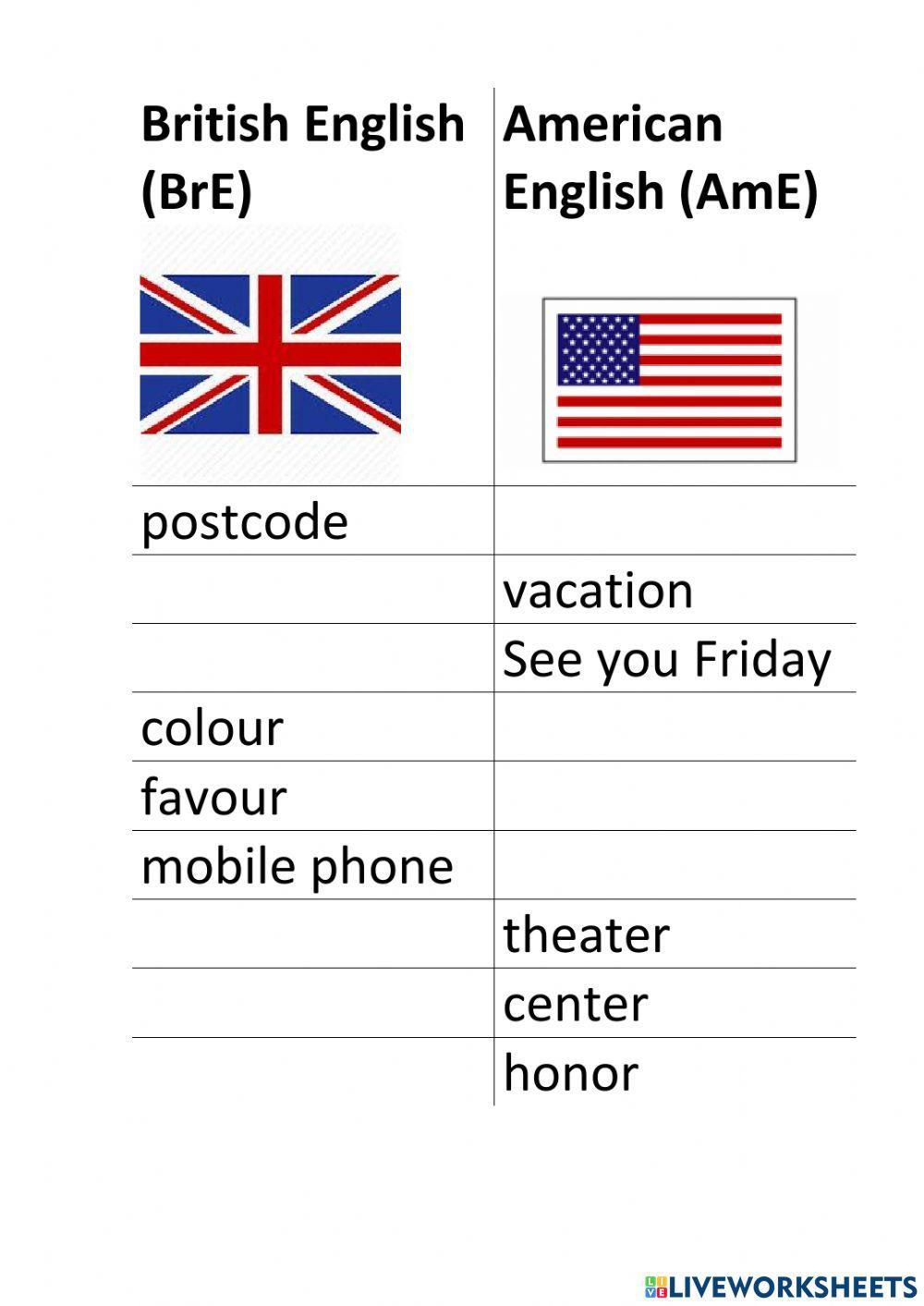 British and american english differences