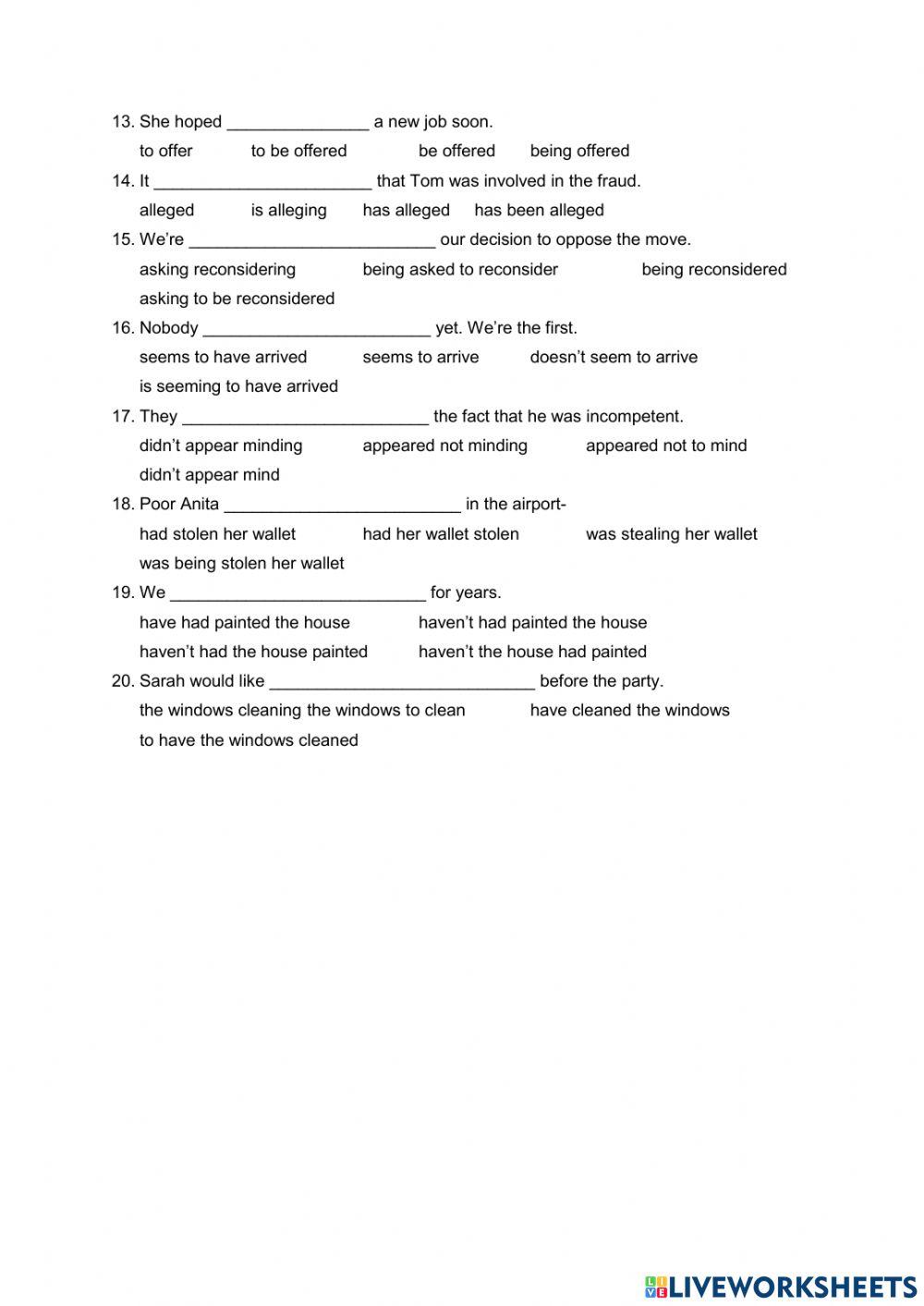 Vocabulary and Grammar Review 5