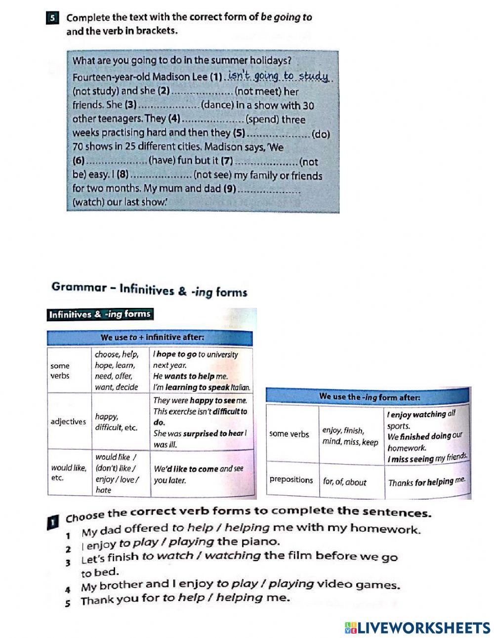 Unit 9 be going to - to inf- ing