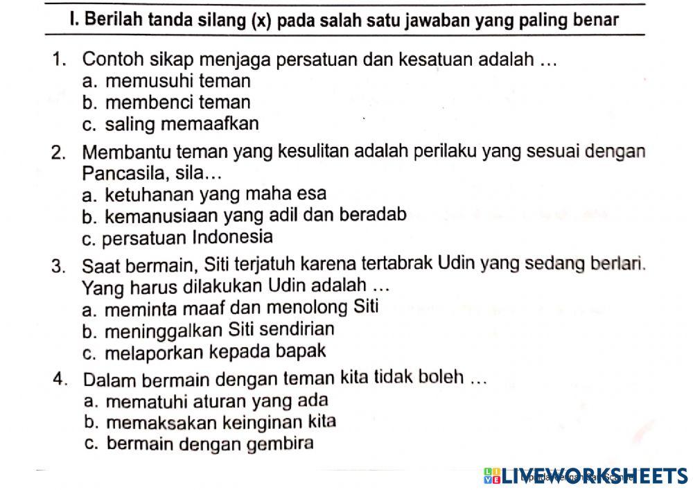 TUGAS PKN Subtema 2 worksheet | Live Worksheets