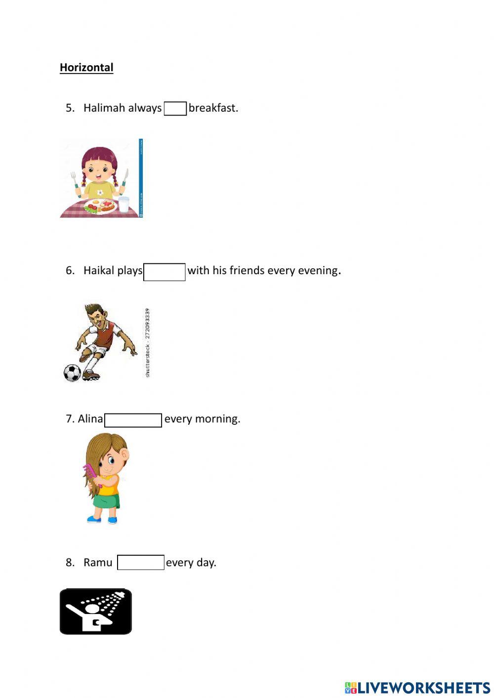 every day activities crossword puzzle