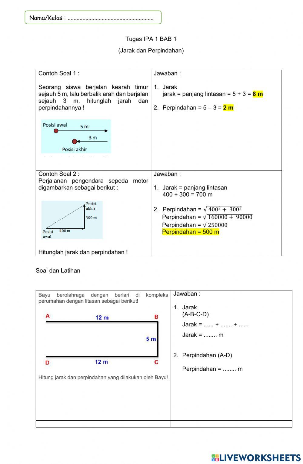 LKPD Jarak Perpindahan