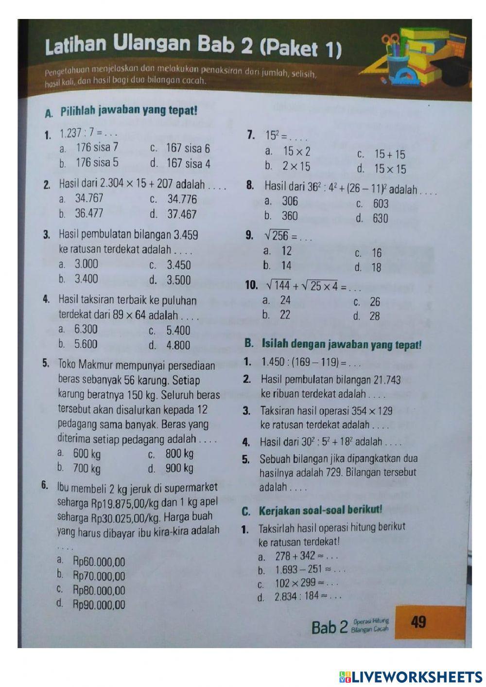 Latihan matematika BAB II