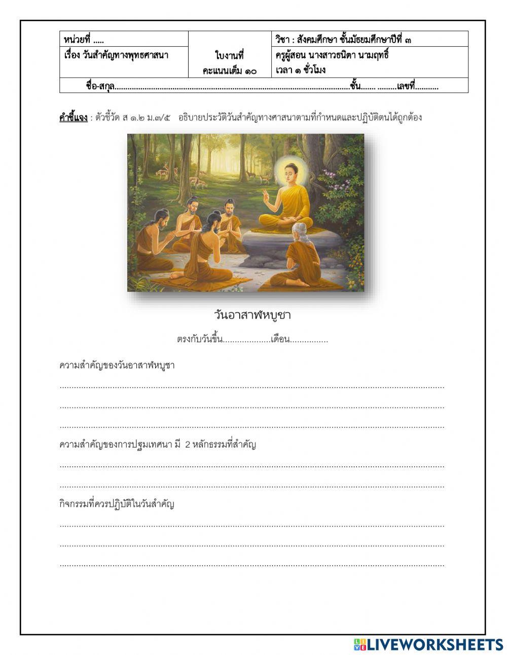 วันสำคัญทางพุทธศาสนา