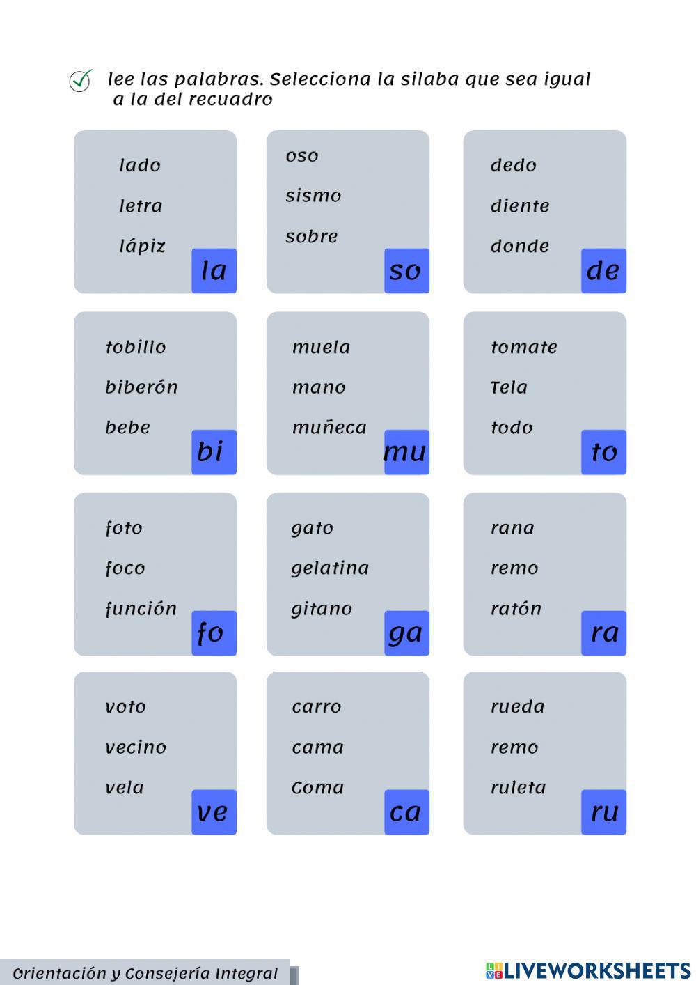 Prueba diagnostica silábica
