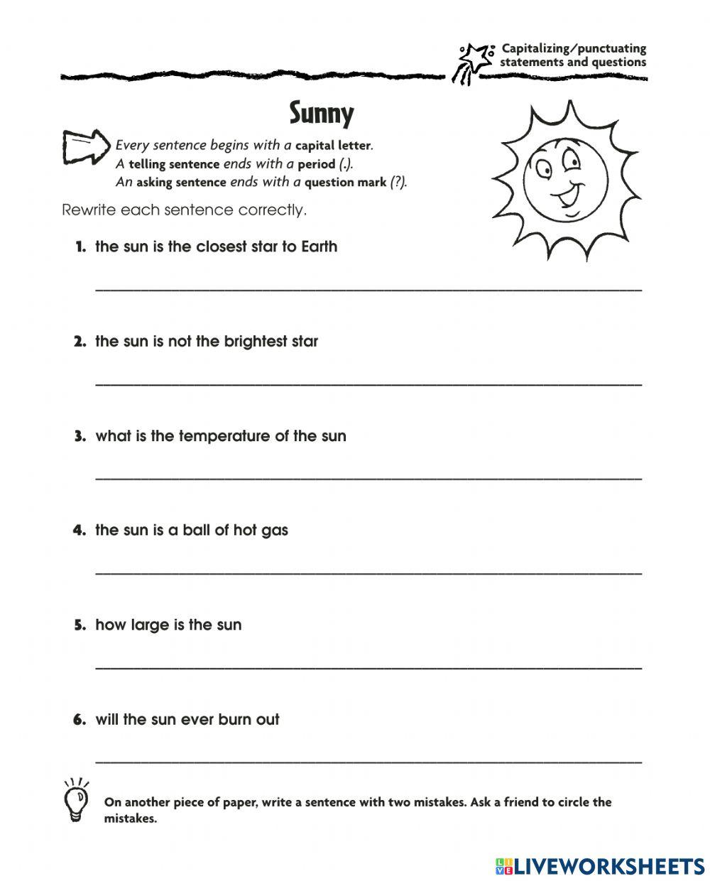 Capitalizing Punctuating Statements and Questions