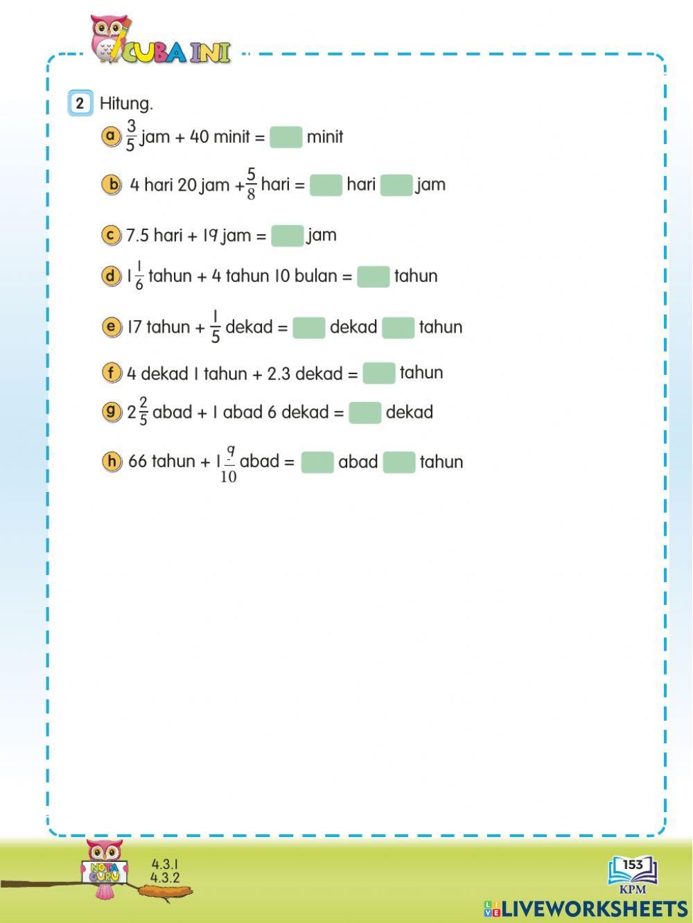Matematik tahun 5 masa dan waktu ms 153 PART 2