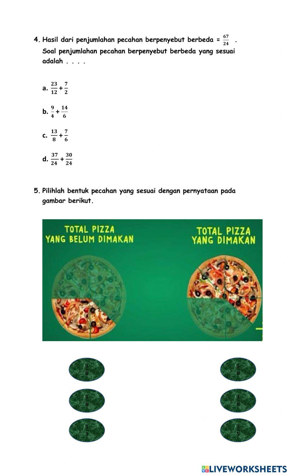 Lkpd penjumlahan pecahan sederhana kelas 5