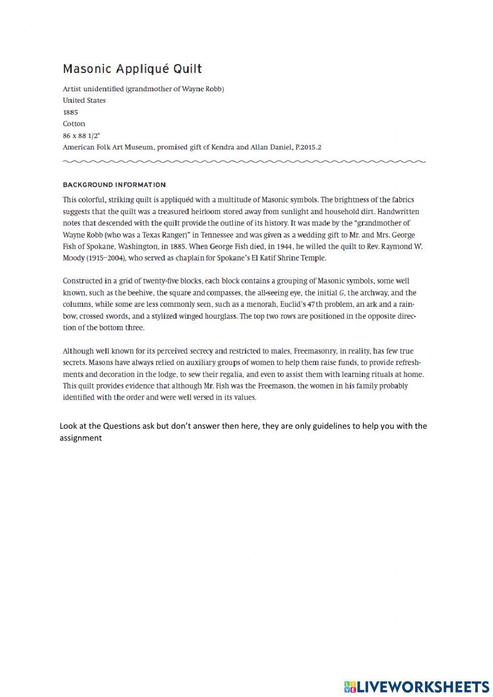 Mosanic Quilt art ant culture