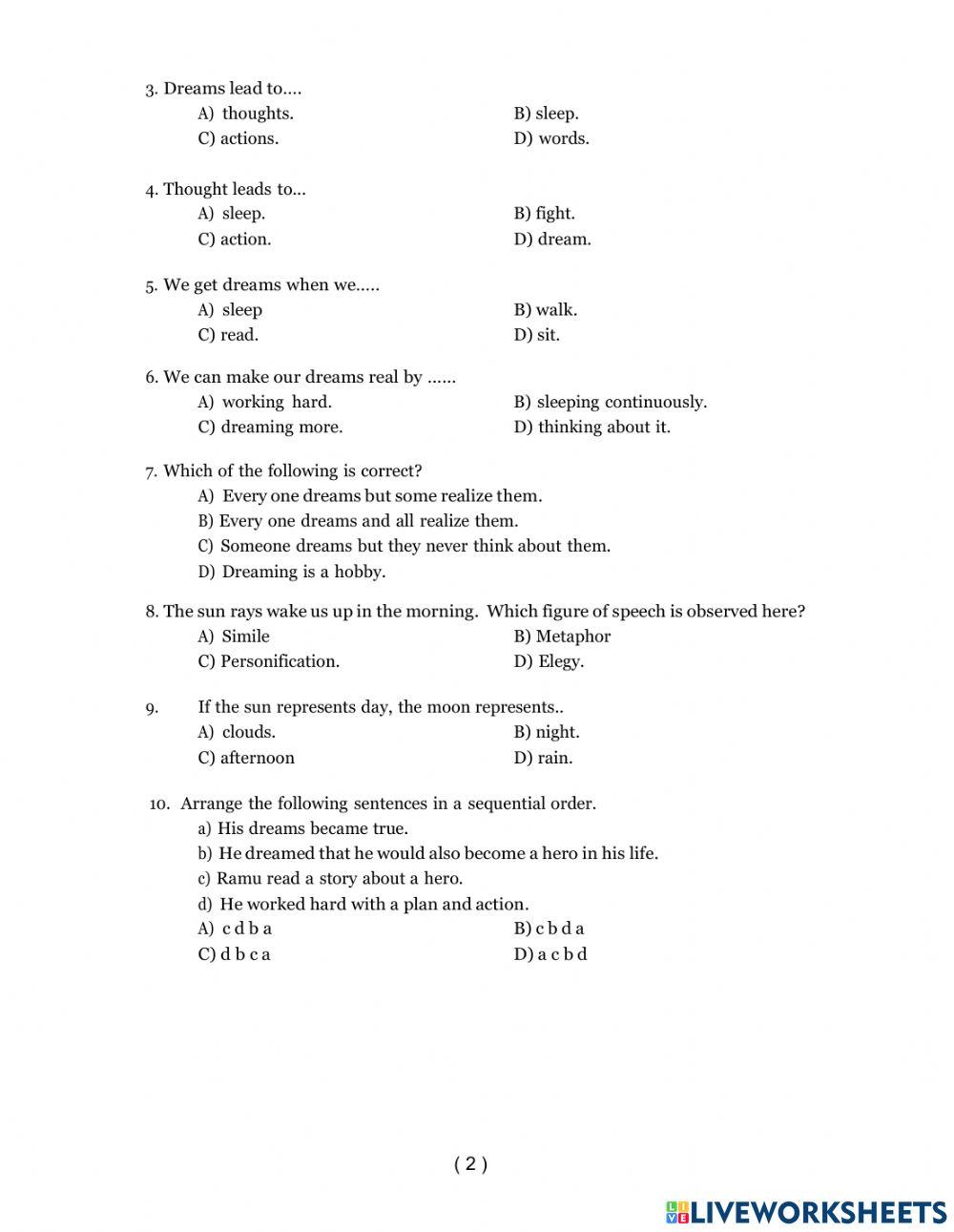 IX class Worksheet 9