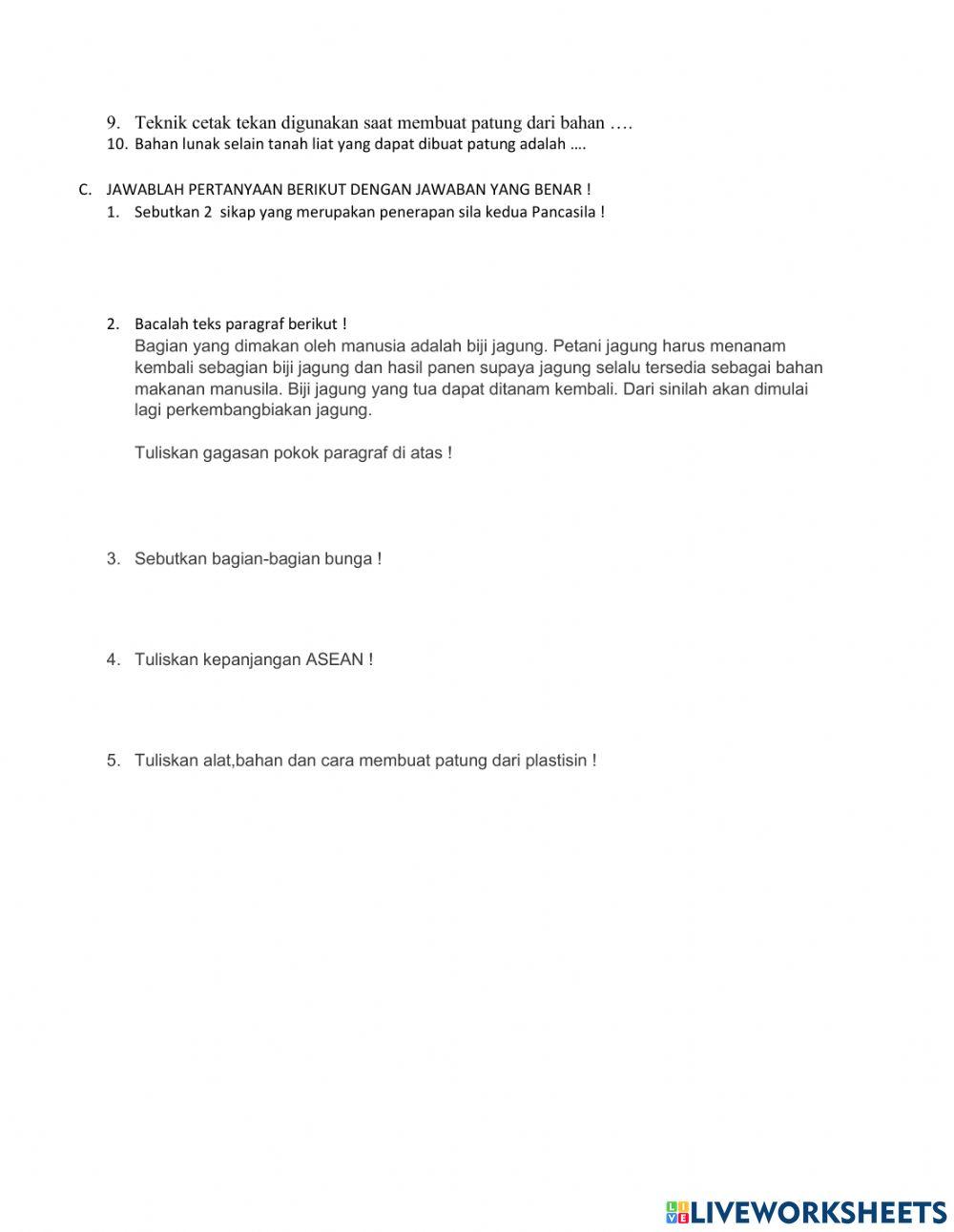 Evaluasi Tema 1 Subtema 1