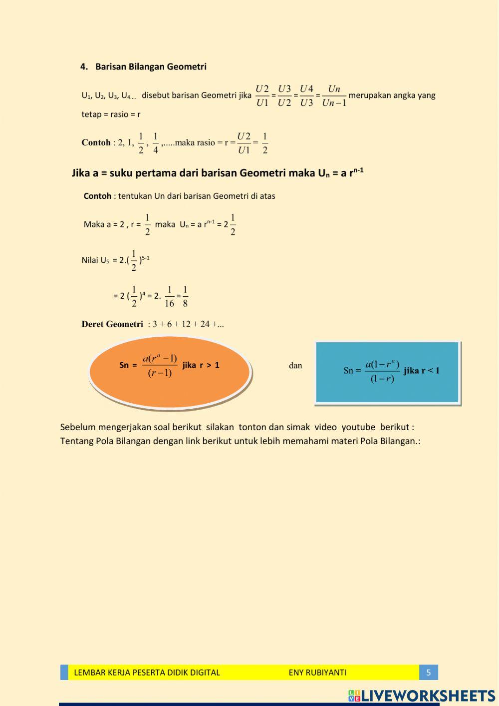 Lkpd Pola Bilangan kelas 8
