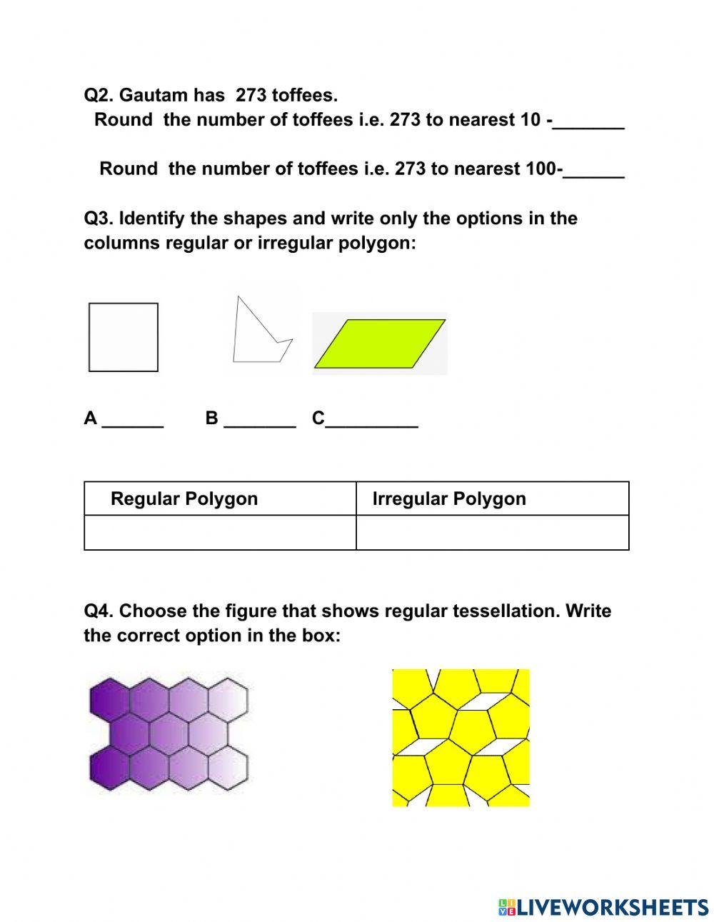 Maths worksheet