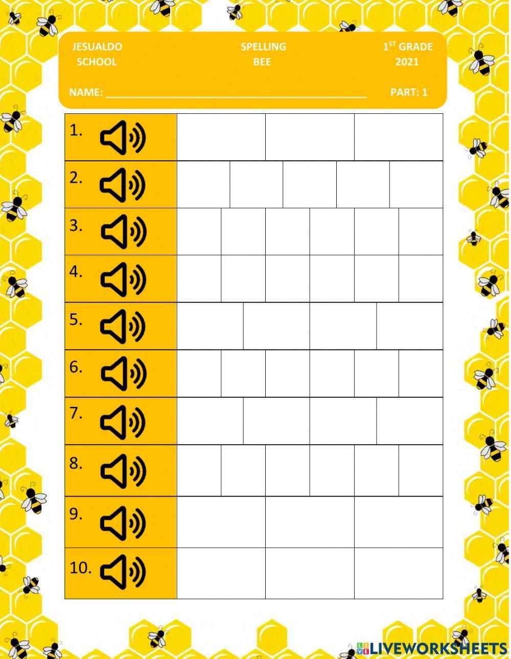 1st Grade Spelling Bee Part 1