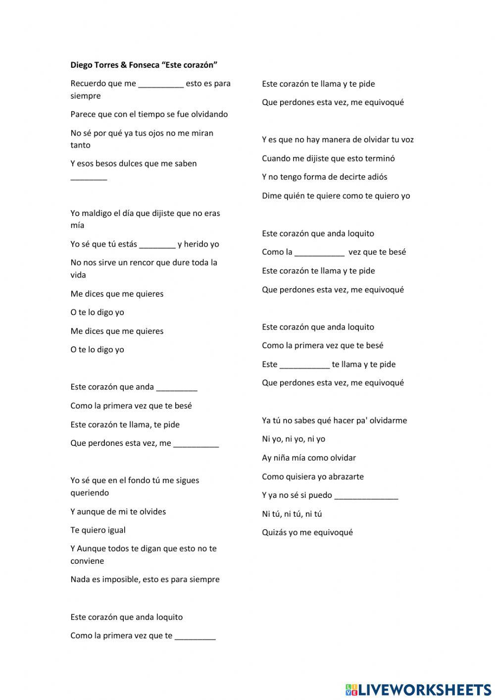 Canción: español para extranjeros