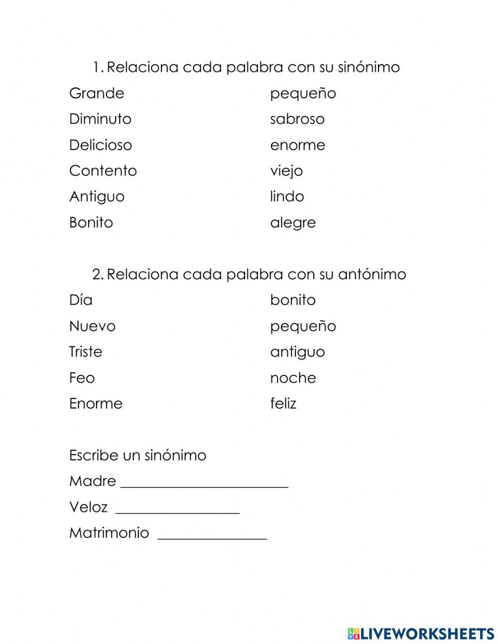 Sinónimos y Antónimos