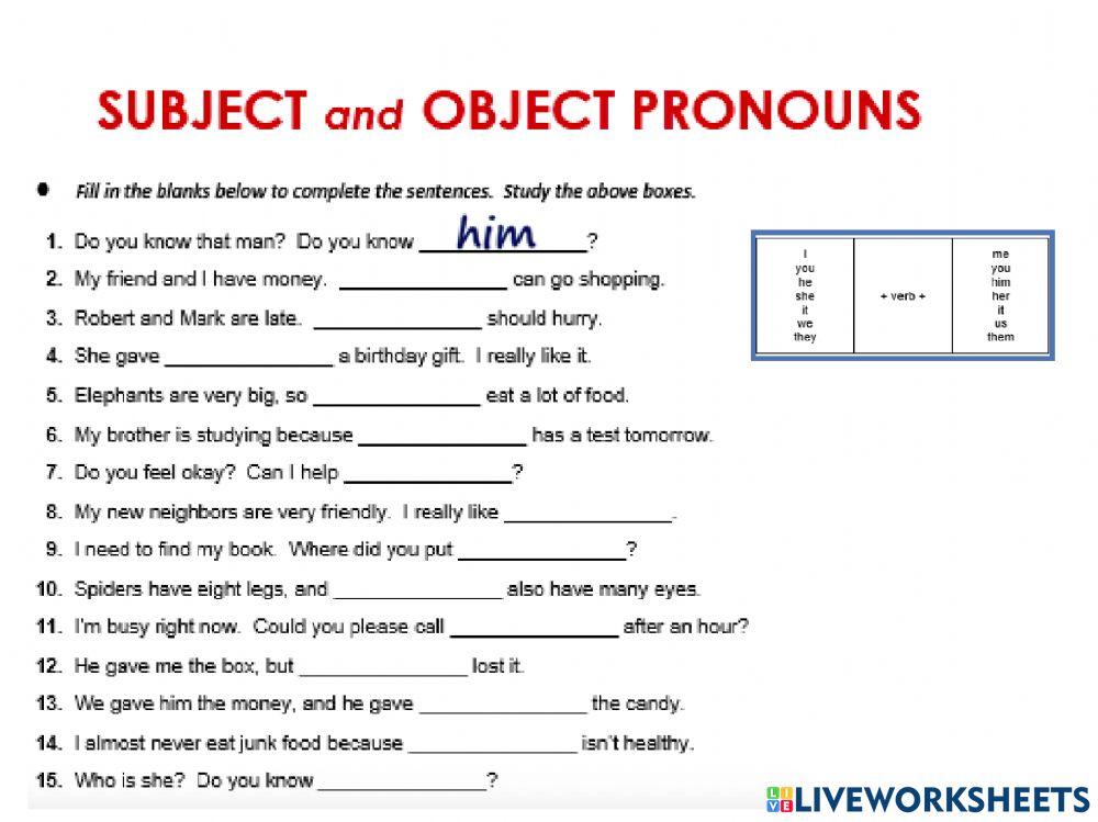 Subject and object pronouns