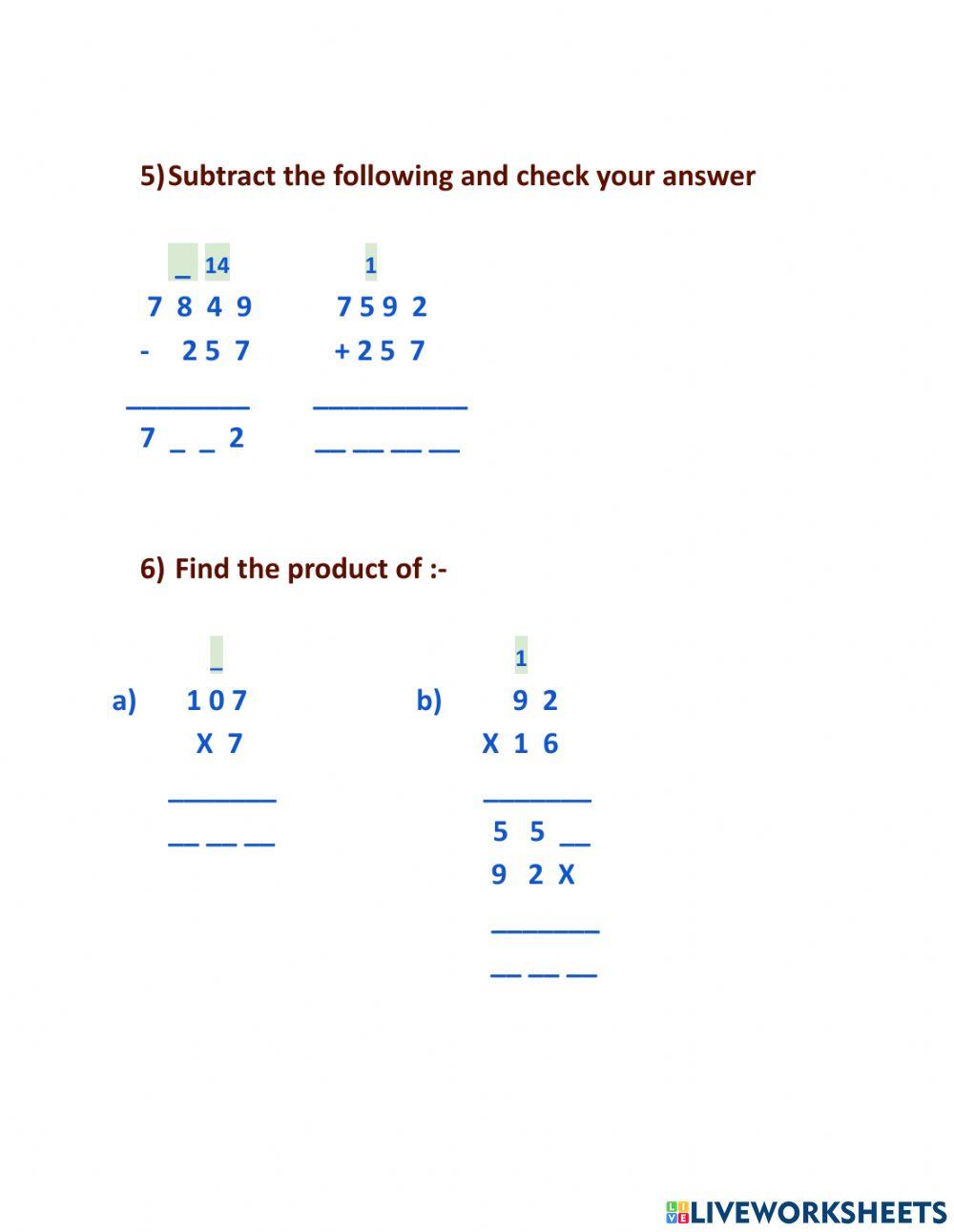 MATHS WORKSHEET