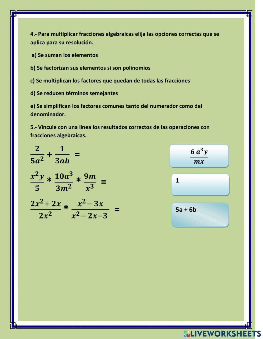 Fracciones algebraicas