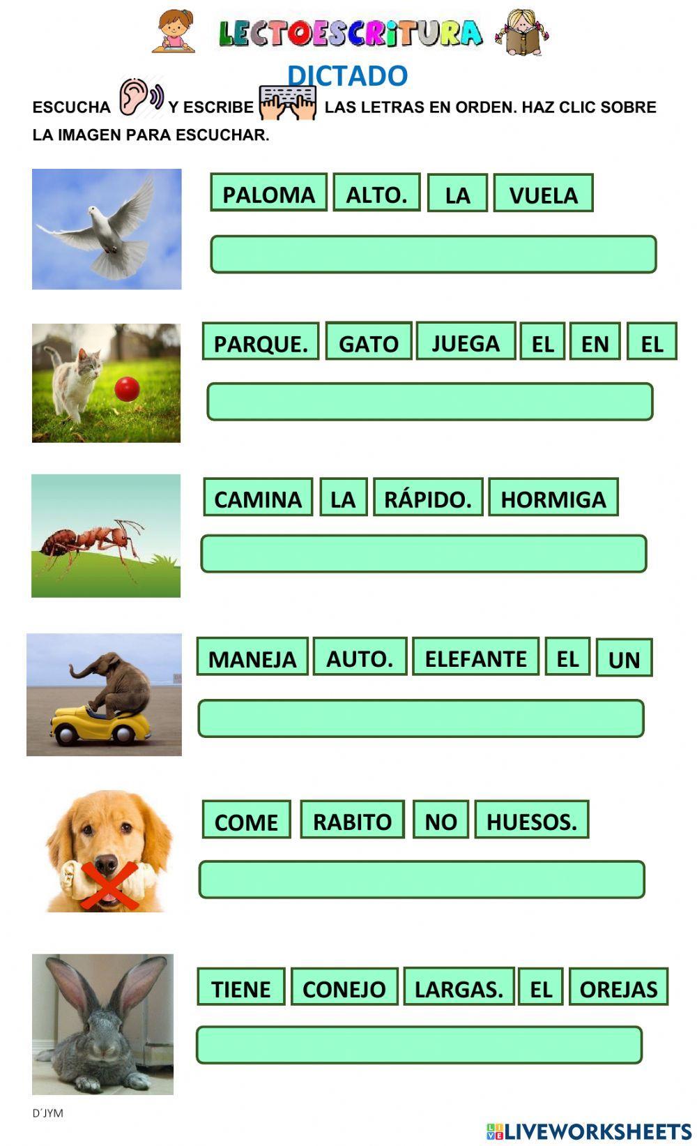 Dictado de oraciones