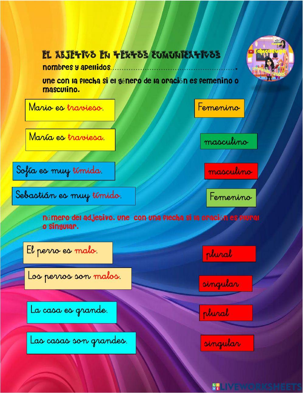 JUGANDO CON ADJETIVOS CARTILLA SEGUNDO TRIMESTRE PAG 19 Y 20