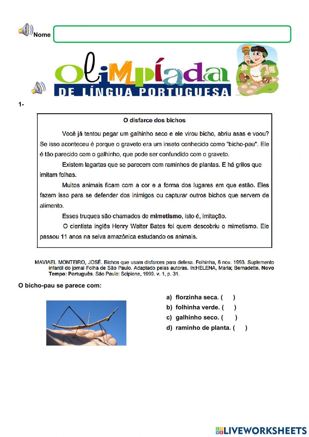 Olimpíada de Língua Portuguesa Olimpíada de Língua Portuguesa