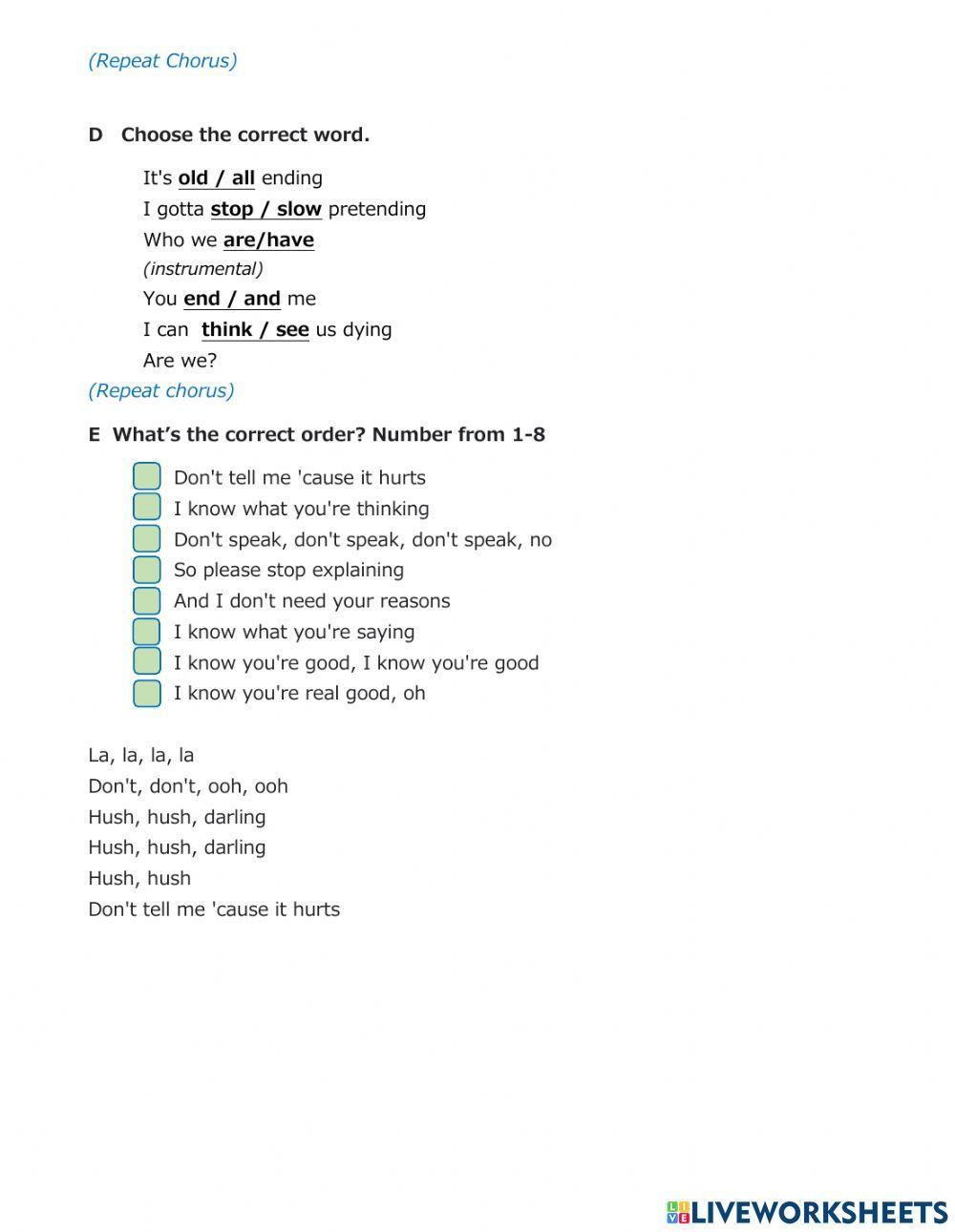 Don't speak - No doubt