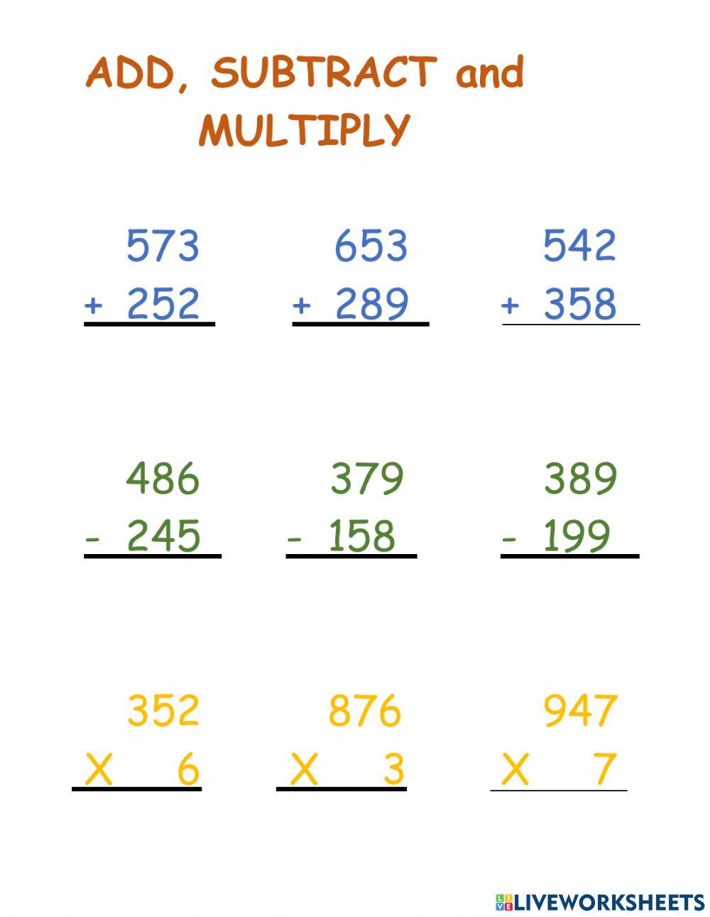 Add Subtract and Multiply Add Subtract and Multiply