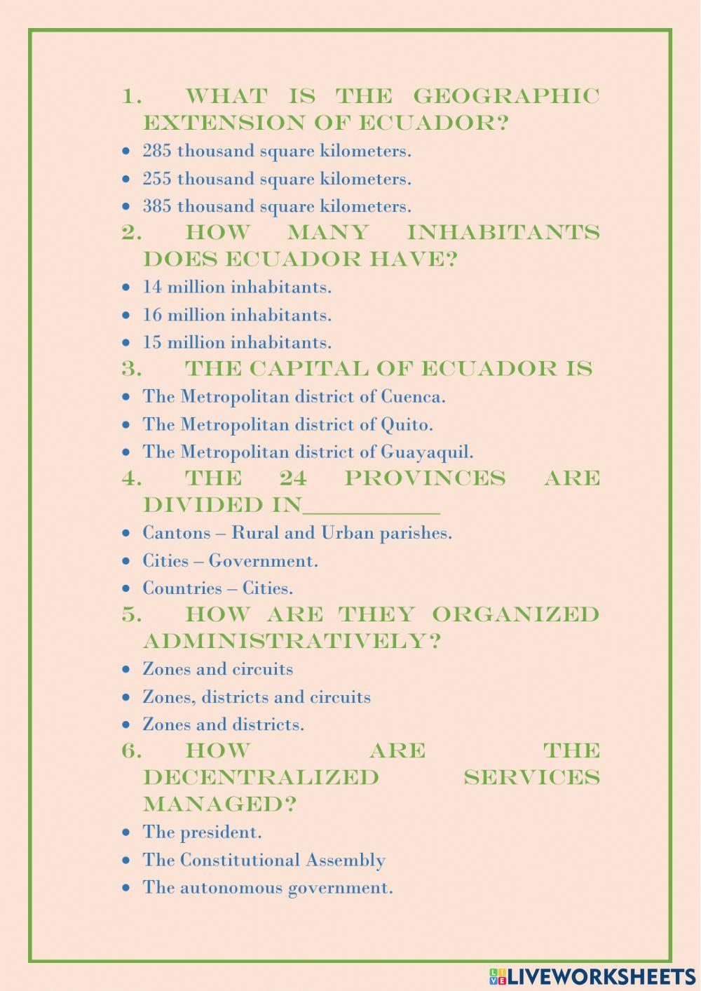 Administrative organization of Ecuador