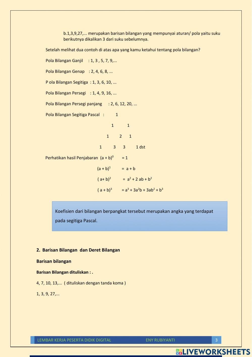 Lkpd Pola Bilangan 8